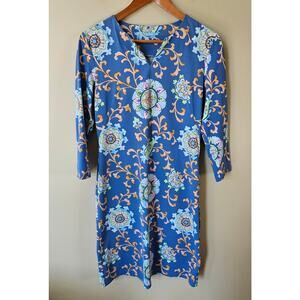 J. McLauchlin Catalina Cloth Sheath Dress, Size M 3/4 Sleeve Preppy Stretch Knit